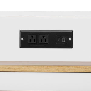 English Elm [video] Trexm Folding Bar Height Kitchen Island with Storage Drawers and Built-in Power Outlet XW000028AAK