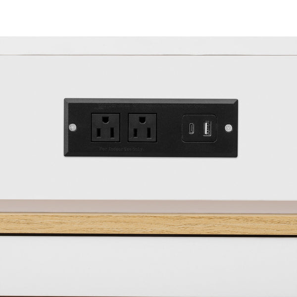 English Elm [video] Trexm Folding Bar Height Kitchen Island with Storage Drawers and Built-in Power Outlet XW000028AAK