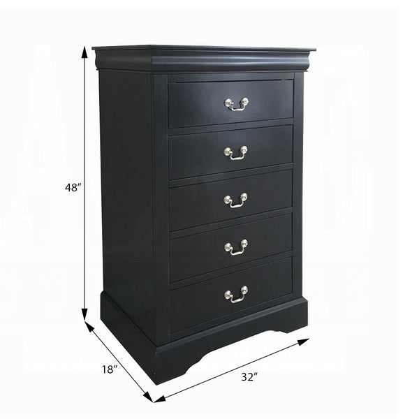 English Elm Black 5-Drawer Chest with Sleek Black Finish, Smooth Pull Handles, Ample Storage for Organized Rooms B062P209041