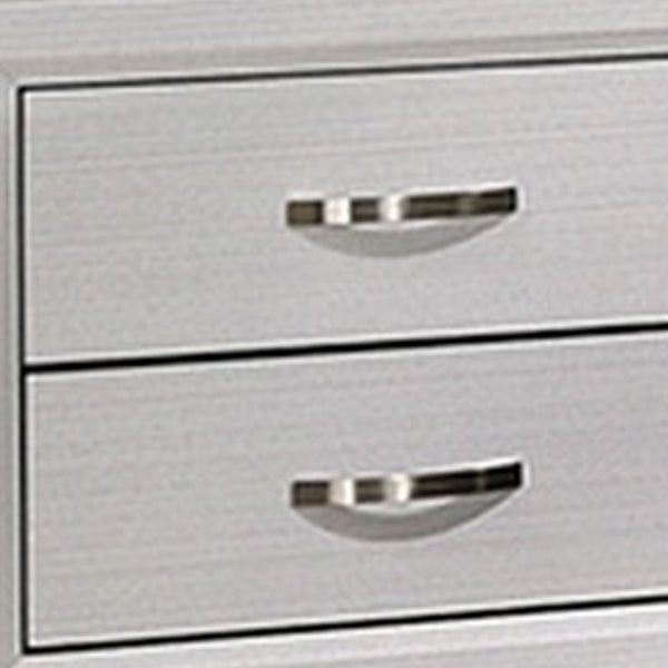 English Elm Nightstand Pearl White Lacquer with Textured Drawers and Clear Acrylic Legs Glam Bedroom B056P416907