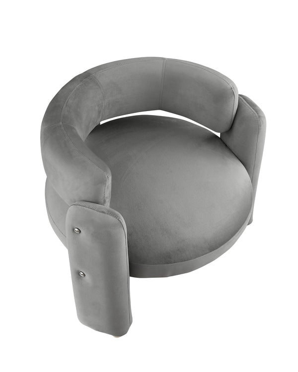 English Elm Accent Chair with Hollow Backrest for Ergonomic Support, Solid Wood Frame, Stylish Fabric Upholstery Grey W1420P194057