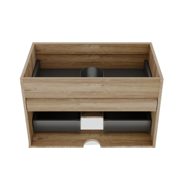 English Elm Grace Wall Mounted Oak Veneer Floating Vanity with Soft Close Drawers for Modern Bath W1865P352852