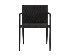 Sunpan CASELLA Stackable Dining Armchair - Modern Black Aluminum Frame with Comfortable Dark Grey Weave 112066