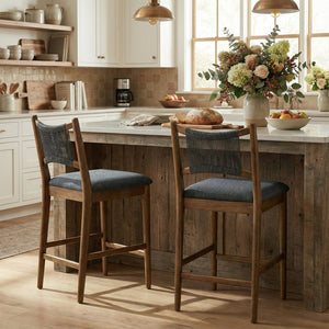 English Elm Arno Rubberwood Counter Stools with Rope Backrest and Charcoal Seat Set of 2 N775P366302B