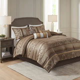 Madison Park Bellagio Traditional 7 Piece Jacquard Comforter Set MP10-4534 Brown/Gold