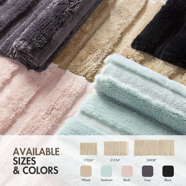 JLA Home Madison Park - Rug Madison Park Tufted Pearl Channel Bath Accent Rug — Soft Macro-Polyester High-Low Stripe, Machine Washable, Fade Resistant Wheat MP72-5104