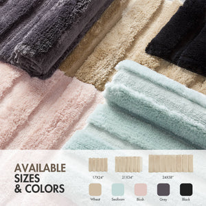 JLA Home Madison Park - Rug Madison Park Tufted Pearl Channel Bath Accent — Plush High-Low Stripe, Machine Washable, Fade-Resistant Wheat MP72-5102