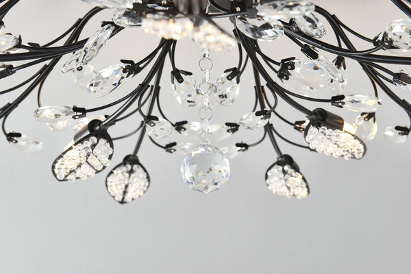 English Elm 15-light Matte Black Farmhouse Chandelier Seeded Glass Globes for Dining Room W5008P466520