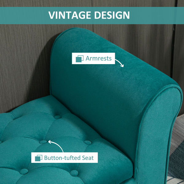 English Elm HOMCOM Button-Tufted Velvet Storage Ottoman Bench with Rolled Arms, Flip-Top Seat & Rubberwood Legs W2225P217740