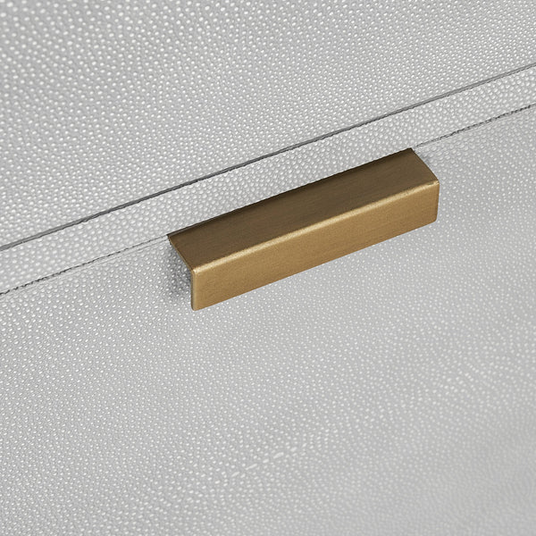 Sunpan Jiro File Cabinet in Grey Shagreen - Stylish, Mobile Storage Solution with Antique Brass Accents