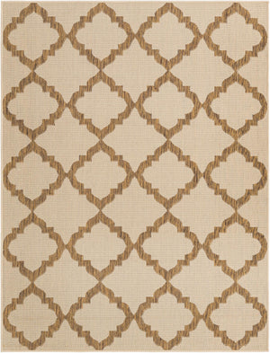Unique Loom Outdoor Trellis Raised Trellis Machine Made Geometric Rug Beige, Beige/Brown 5' 3" x 8' 0"
