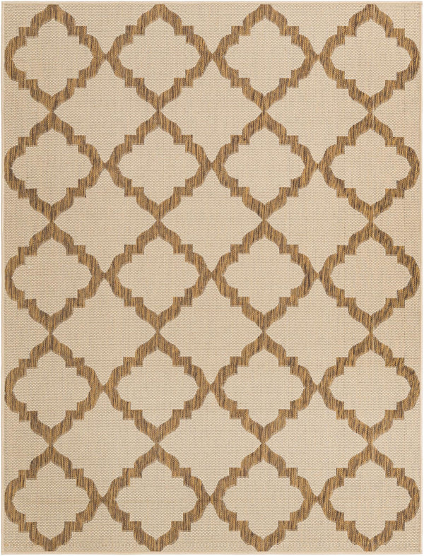 Unique Loom Outdoor Trellis Raised Trellis Machine Made Geometric Rug Beige, Beige/Brown 5' 3" x 8' 0"