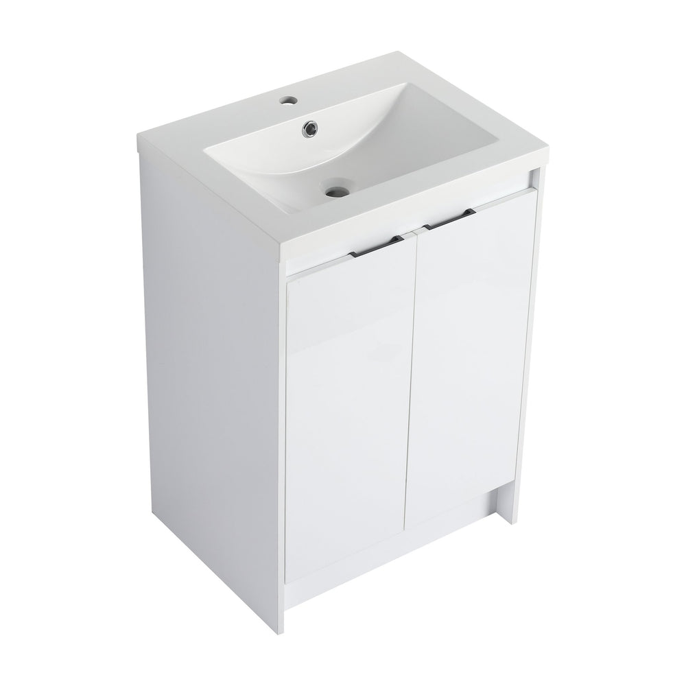 English Elm 48" Freestanding Bathroom Vanity With Resin Sink & Dual Storage Cabinets For Modern Elegance W999S00424