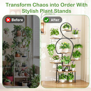 English Elm Plant Stand Indoor With Grow Light - 9-Tier Space-Saving Metal Shelf For Healthy Plant Growth W3101P314624-GIGA