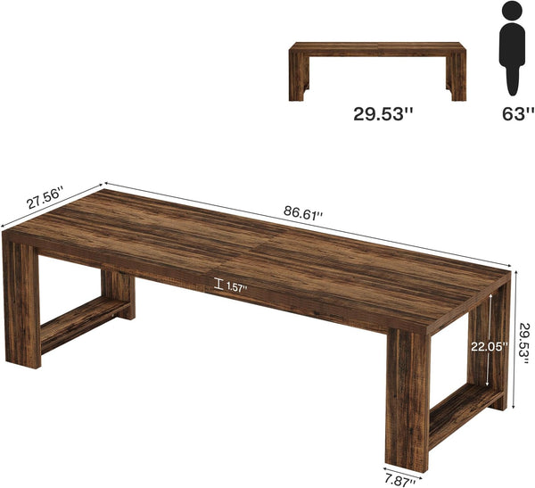 English Elm Extra Long Gray Wood Grain Dining Table Seats Eight Modern Engineered Top T3971P458018