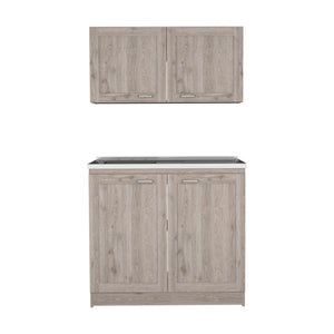 English Elm Perseus Two Piece White Cabinet Set for Kitchen Laundry or Utility Storage B128S00220