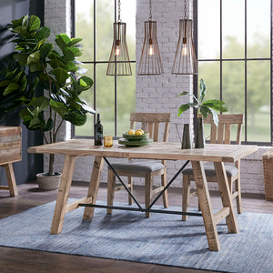 JLA Home INK+IVY - Rectangle Sonoma-Style Dining Table in Solid Pine with Weathered Finish & Gunmetal Stretchers, Seats 6 II121-0311