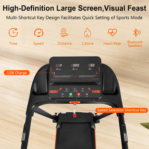 English Elm Treadmills Folding Home Fitness Machine 2.5hp Motor Shock Absorbing Belt Bluetooth Speaker N728P266573A
