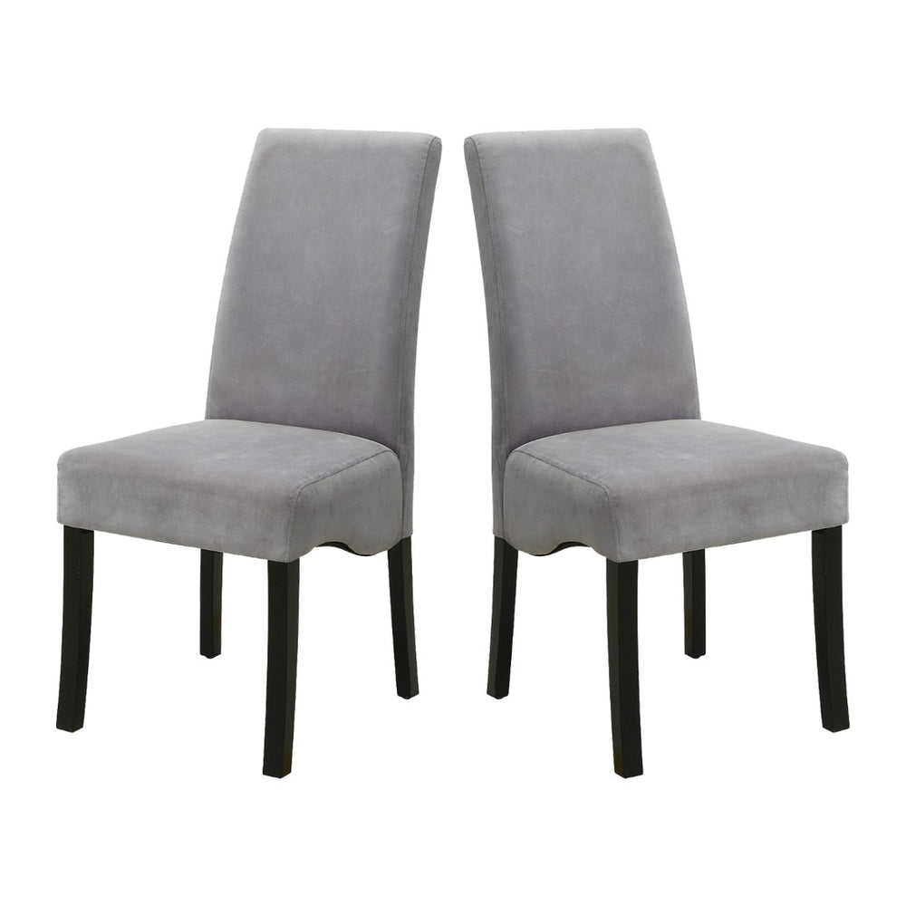 English Elm Set Of 2 Contemporary Velvet Upholstered Dining Chairs - Grey & Black, Stylish Comfort For Any Space B016P223085-GIGA