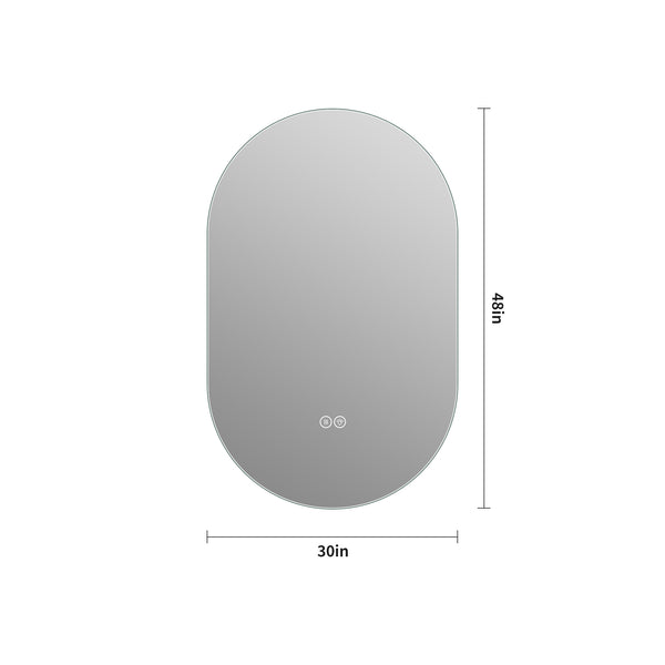 English Elm 48*30 Smart LED Touch Mirror Antique Silver – Anti-Fog, Shatter-Resistant Vanity Mirror with 3 Color Temps and Dimmable Lighting W2709P380618