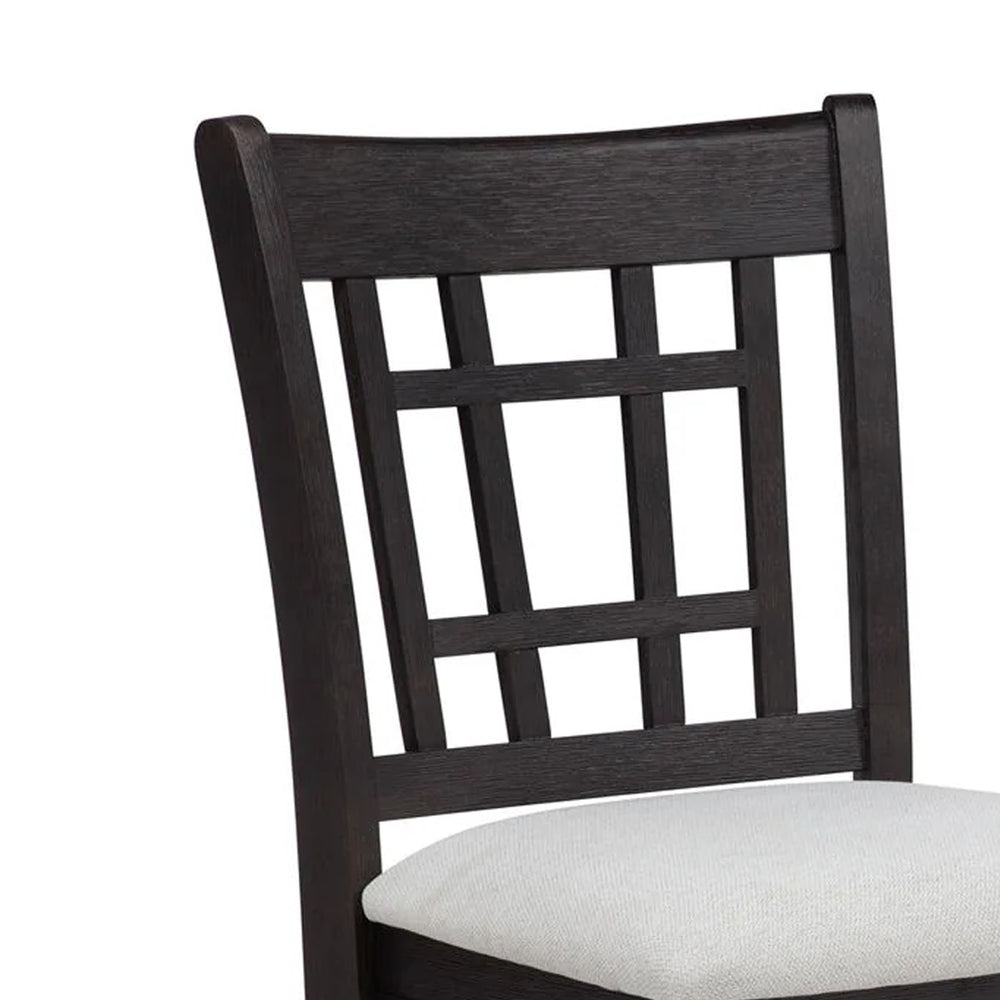 English Elm Mipo Counter Height Dining Chairs Two-tone Grid Back with White Upholstered Seats Set Charcoal Black B056P417085