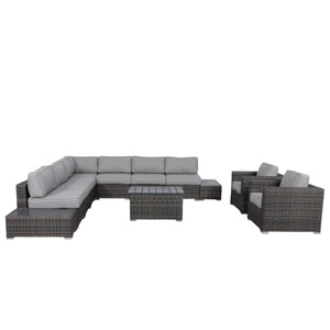 English Elm 8-Person HDPE Wicker Patio Sofa Set 12-Piece – 8-Seater, Fully Assembled, Cushions, Weatherproof B120S00261