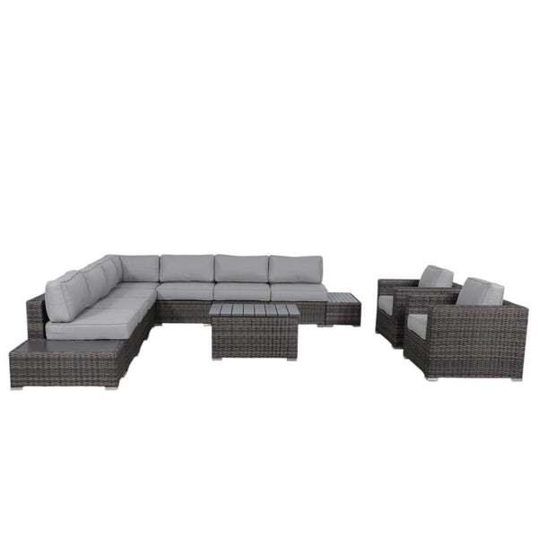 English Elm 8-Person HDPE Wicker Patio Sofa Set 12-Piece – 8-Seater, Fully Assembled, Cushions, Weatherproof B120S00261