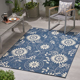 Christopher Knight Home® Wildflower Outdoor Botanical Area Rug - Blue/Ivory, 5'3