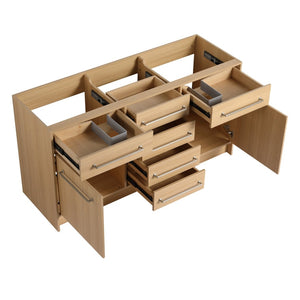 English Elm 60" Freestanding Bathroom Vanity With Double Sink, Soft-Close Doors & Drawers In Original Oak Finish P1 W1972P315232-GIGA