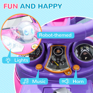 English Elm Qaba 3 in 1 Toddler Ride on Push Car with Canopy Robot Theme and Music Pink W2225P229329