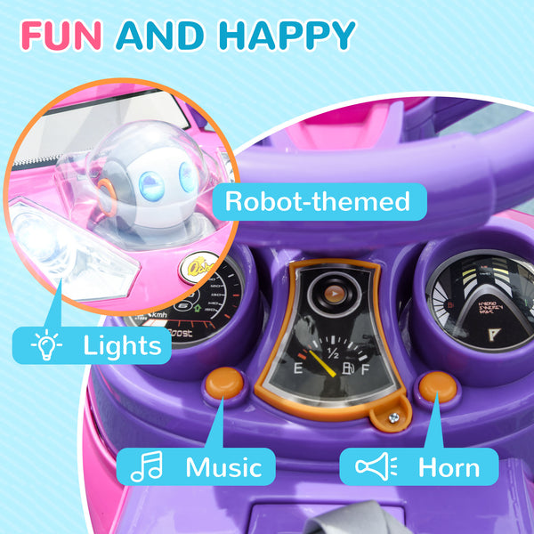 English Elm Qaba 3 in 1 Toddler Ride on Push Car with Canopy Robot Theme and Music Pink W2225P229329