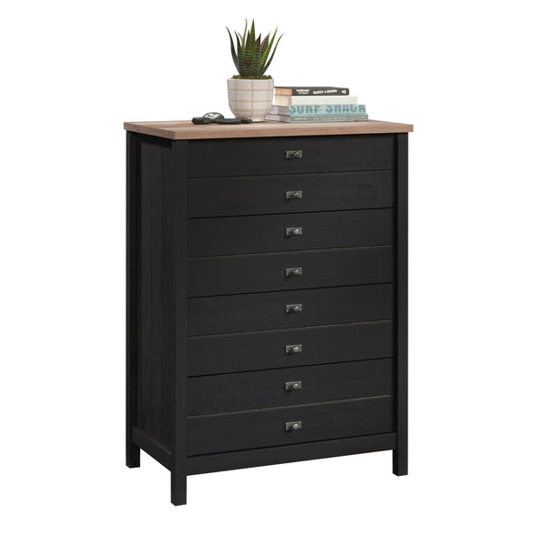 English Elm 4-Drawer Chest – Sleek Black Finish, Durable Engineered Wood, Contemporary Farmhouse Style, Easy Assembly B356P402626