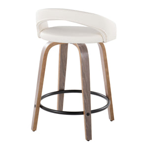 English Elm Counter Stools Set of 2 Swivel Faux Leather Bentwood Kitchen Island Seating B202S01748