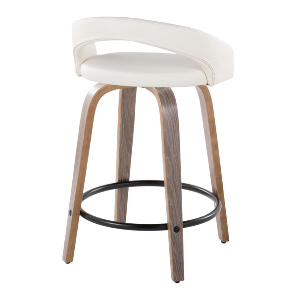 English Elm Counter Stools Set of 2 Swivel Faux Leather Bentwood Kitchen Island Seating B202S01748