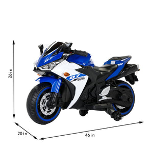 English Elm Electric Ride on Motorcycle for Kids with Light up Wheels Bluetooth and Twist Throttle Blue W1760P177914