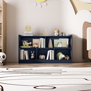English Elm Wooden Five Cube Open Organizer Low Profile Montessori Bookshelf for Playroom or Nursery Navy Blue T3210P476849