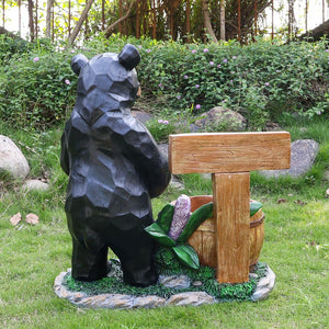 English Elm Outdoor Bear Planter Sculpture Hand Painted Resin Yard Statue for Garden Pathways W5398P455472