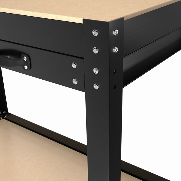 English Elm 63" Steel Workbench with Pegboard Mdf Surface Drawer for Garage Workshop Use W2079P185202