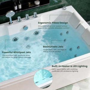 English Elm Korra Freestanding Acrylic Whirlpool Tub with 16 Jets Heater and Led Spa Lighting W5619P452427