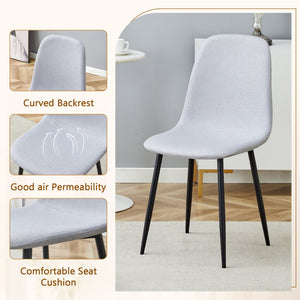 English Elm Table and Chair Set 7 Piece Marble Pattern Mdf Top with Linen Dining Seats Black,Light Gray W1151S03920