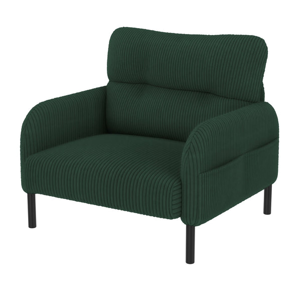 English Elm United We Win Corduroy Accent Chair Wide Seat Foam Cushion Living Room Lounge Emerald W1568P386163