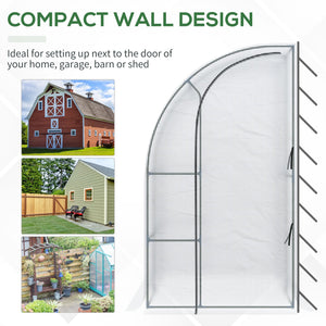 English Elm Outsunny Walk-in Lean-to Greenhouse with Pe Cover Roll-up Window and Ground Stakes W2225P217644