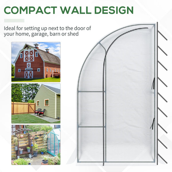 English Elm Outsunny Walk-in Lean-to Greenhouse with Pe Cover Roll-up Window and Ground Stakes W2225P217644