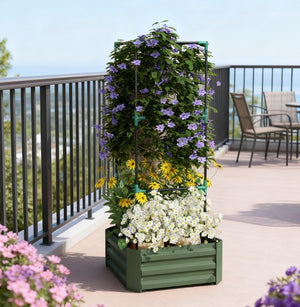 English Elm Garden Galvanized Steel Raised Planter with Integrated Trellis for Climbing Vegetables T3971P422762