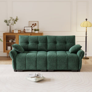 English Elm Premium Chenille Two Seater Sofa Tufted Armrests Foam Support Modern Living Room Green W714S01633