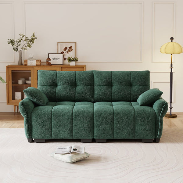 English Elm Premium Chenille Two Seater Sofa Tufted Armrests Foam Support Modern Living Room Green W714S01633
