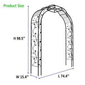 English Elm Metal Garden Arch Powder Coated Steel Trellis for Climbing Roses Outdoor Weddings Black W1586P268772