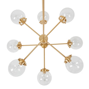 English Elm 8-Light Metal Globe Chandelier Gold Finish with Clear Glass Shades, 34" Dia, Modern Luxe Fixture B035P264529