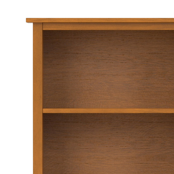 English Elm Warm Shaker 5 Shelf Bookcase Brown Pine - Handcrafted Solid Wood, Light Golden Finish, Adjustable Shelves B136P238605