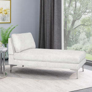 Christopher Knight Home® - Noble House - Beamon Contemporary Fabric Chaise Lounge, Ivory and Silver